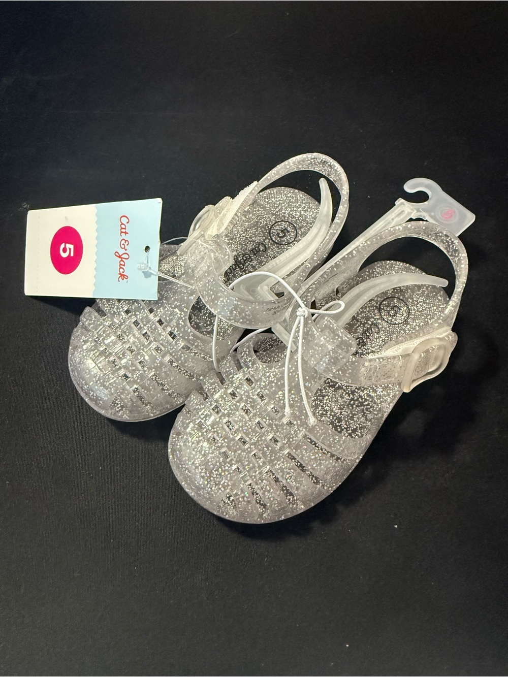 Cat & Jack Clear Glitter Jelly Sandals Toddler Girls Size 5 NWT